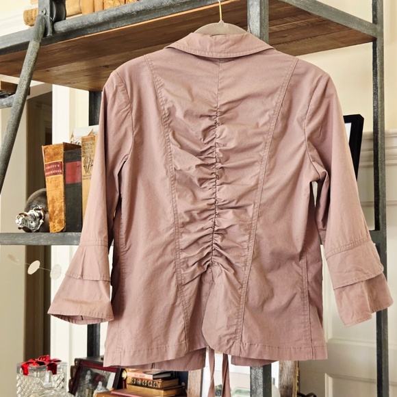 G.I.L.I. stylish khaki Jacket or Blazer with pockets, ruching and tie front. o/s - Picture 8 of 12